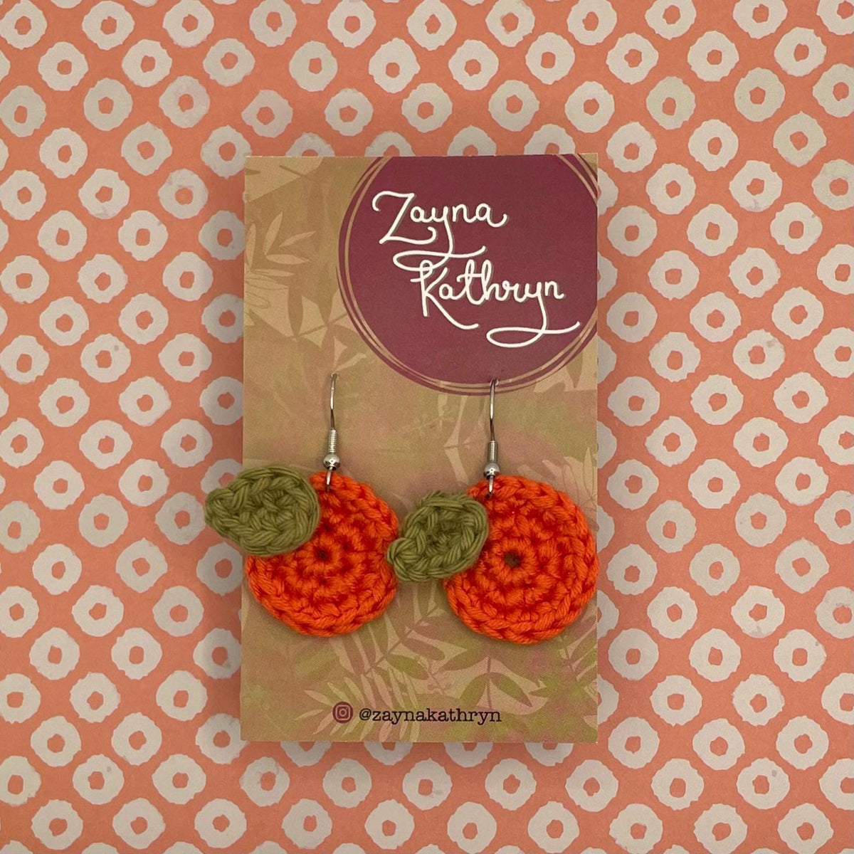Crochet Orange Dangling Earrings