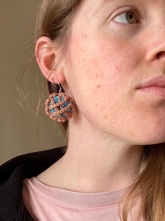 Crochet Blueberry Pie Dangling Earrings
