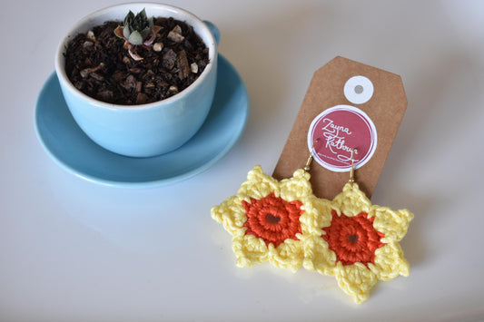 Crochet Sun Dangling Earrings