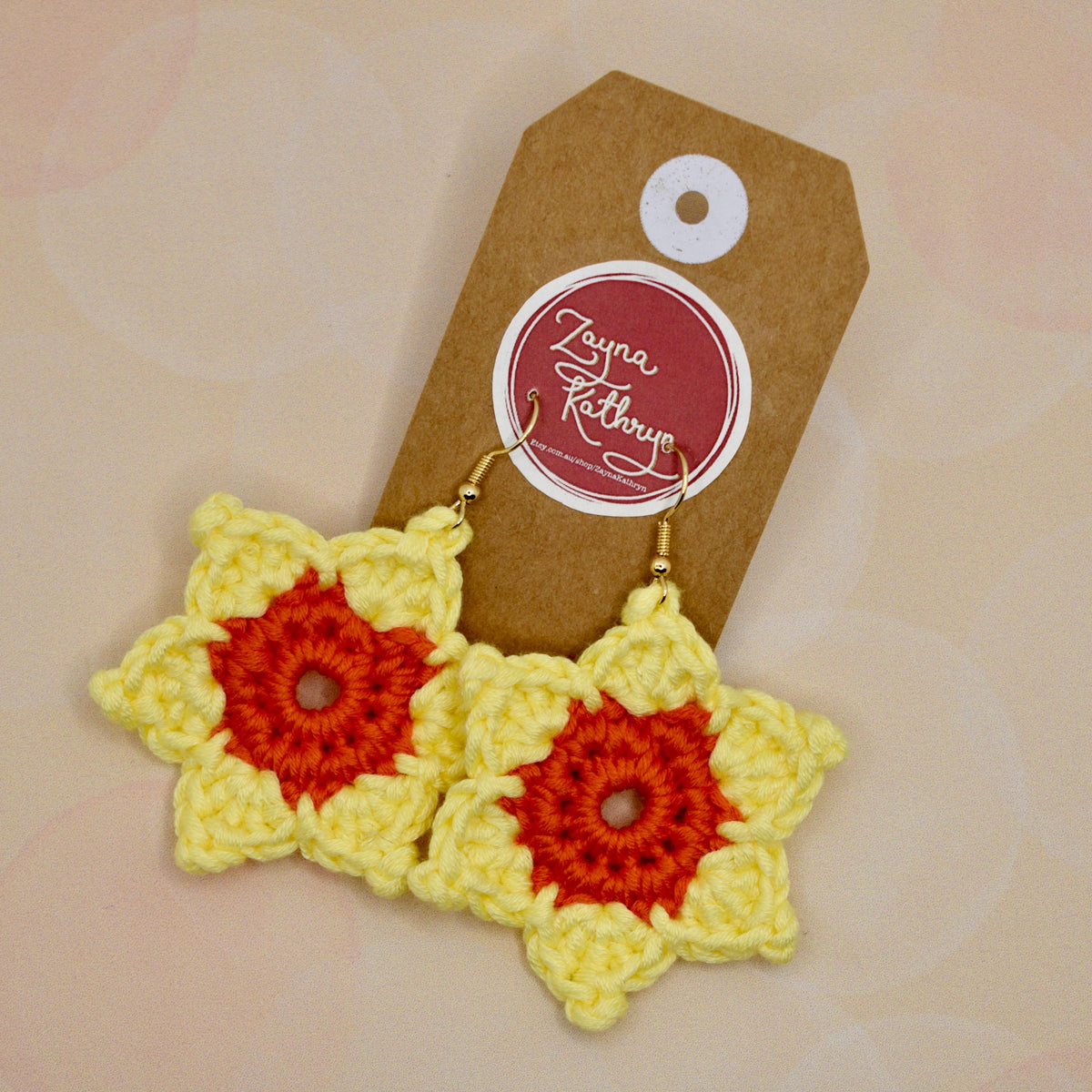 Crochet Sun Dangling Earrings