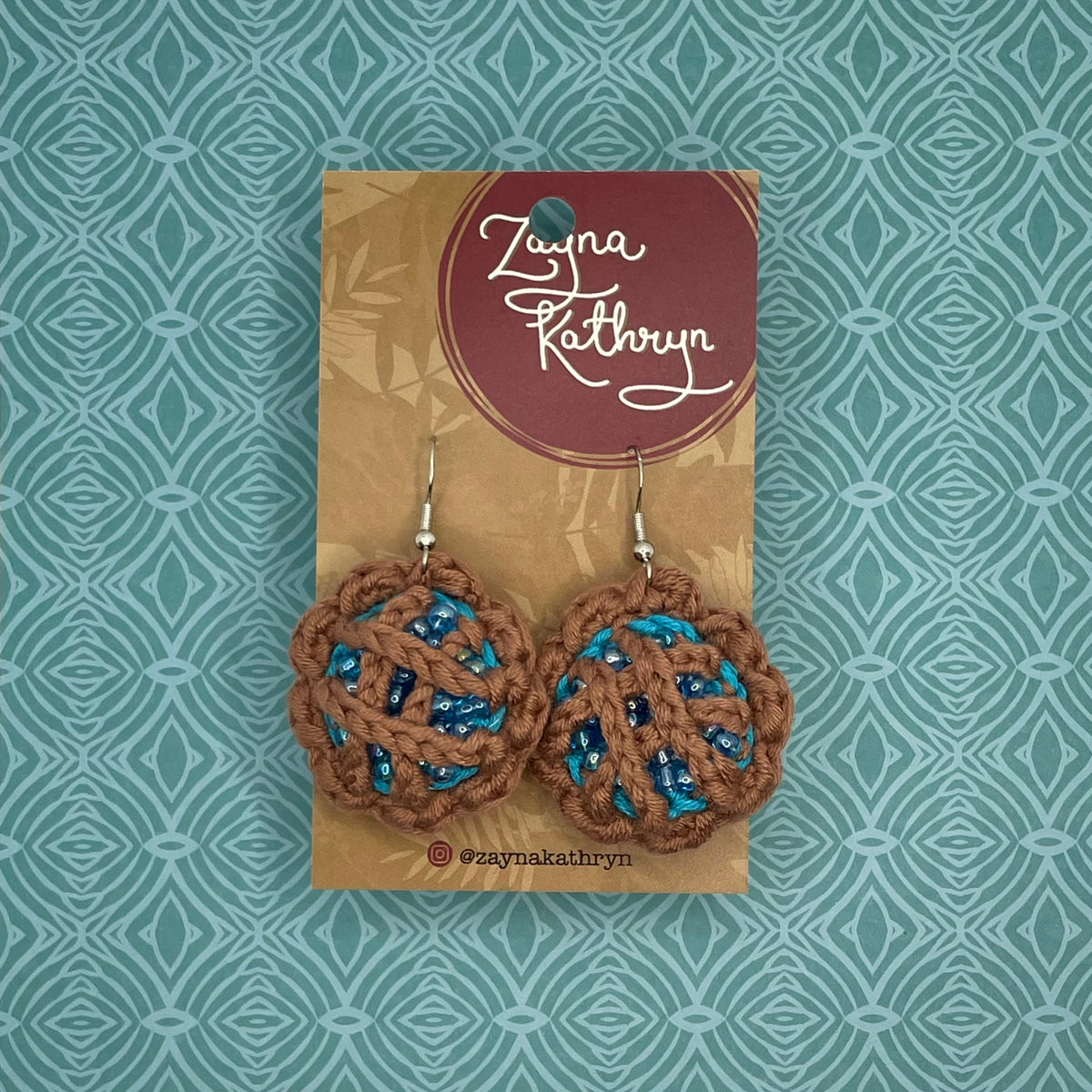 Crochet Blueberry Pie Dangling Earrings
