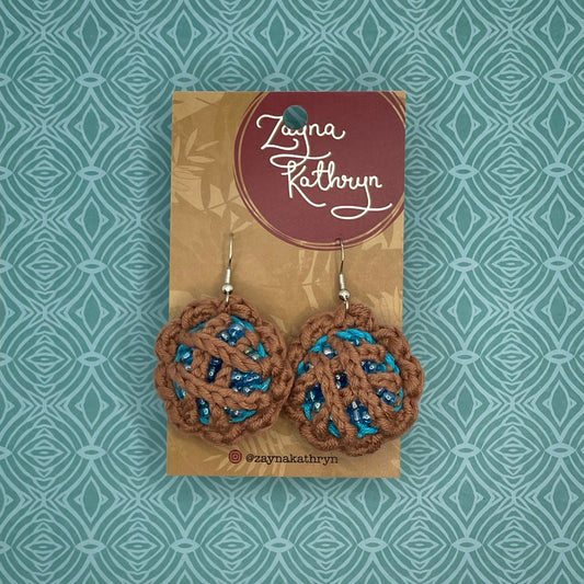 Crochet Blueberry Pie Dangling Earrings