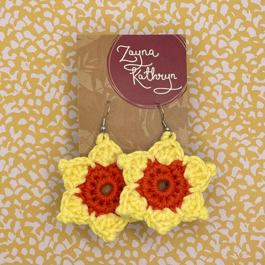 Crochet Sun Dangling Earrings